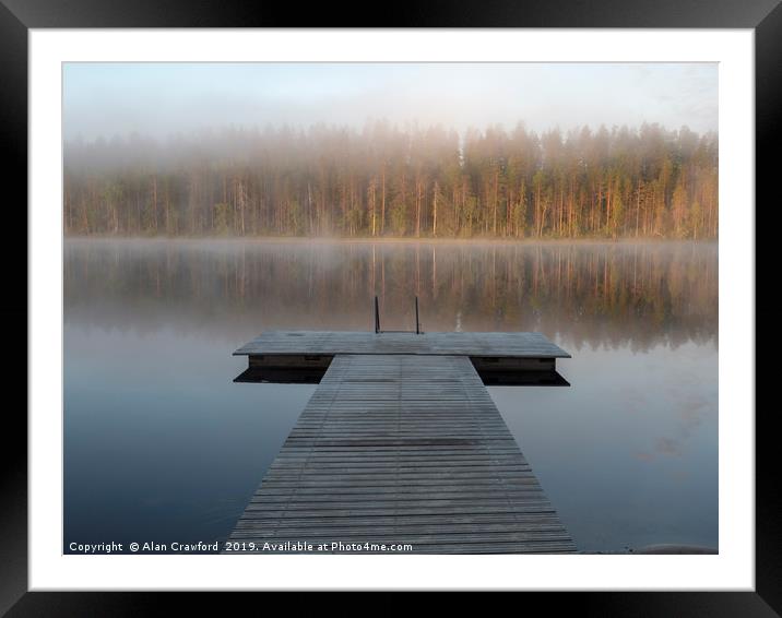 Lakeside Jetty in Finland Framed Mounted Print by Alan Crawford