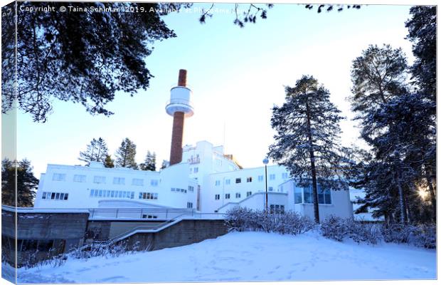 Paimio Sanatorium by Alvar Aalto in Winter Canvas Print by Taina Sohlman