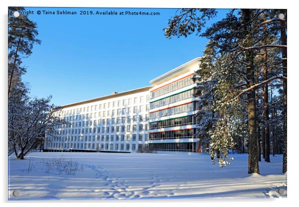 Paimio Sanatorium, Finland, in Winter Acrylic by Taina Sohlman
