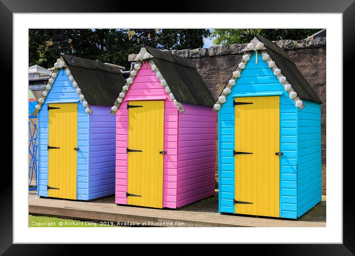 Colourful Bathing Huts Framed Mounted Print by Richard Long