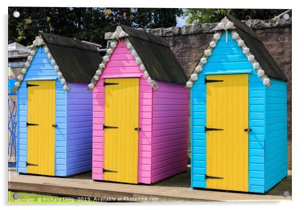 Colourful Bathing Huts Acrylic by Richard Long