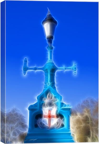 Lamp post St Georges flag Fractals Canvas Print by David French