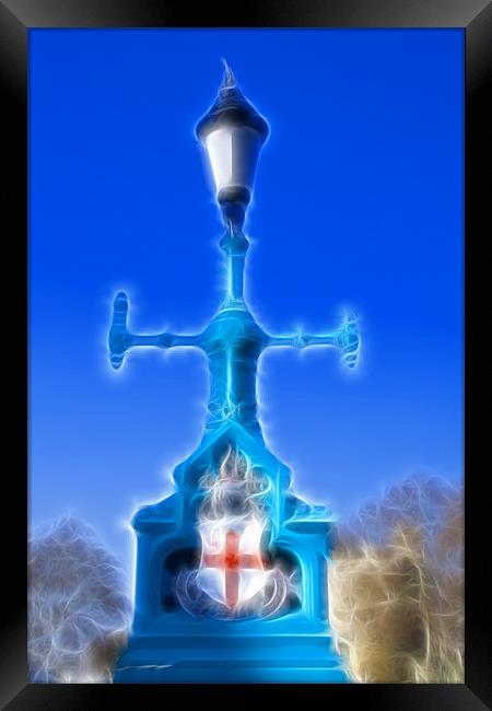 Lamp post St Georges flag Fractals Framed Print by David French