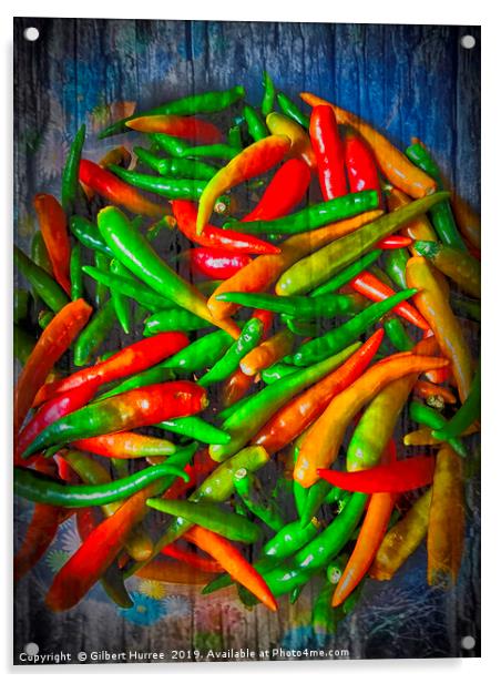 Fiery Thai Finger Chillies Acrylic by Gilbert Hurree