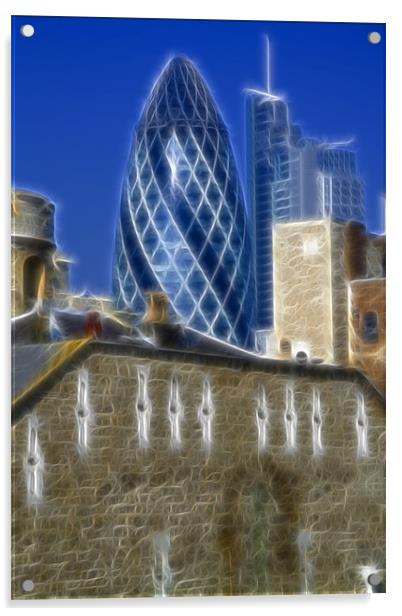 The Gherkin fractals Acrylic by David French