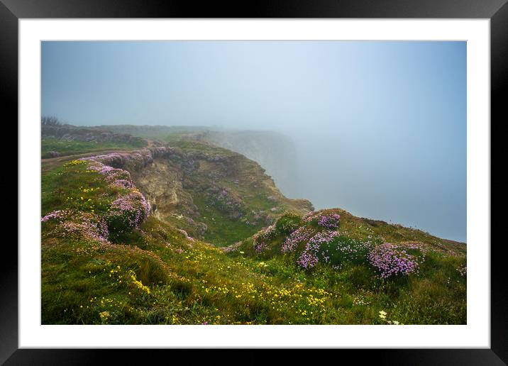 Clifftops at Bedruthan Steps  Framed Mounted Print by Andrew Michael