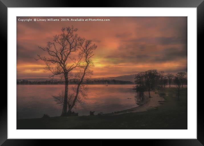 A Windermere Sunset Framed Mounted Print by Linsey Williams