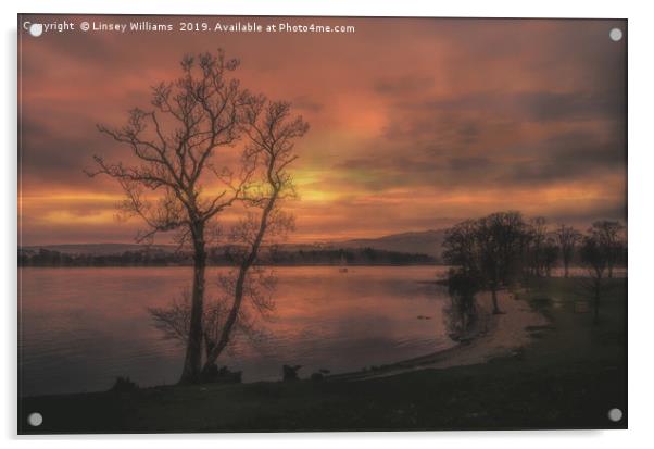 A Windermere Sunset Acrylic by Linsey Williams