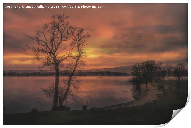 A Windermere Sunset Print by Linsey Williams