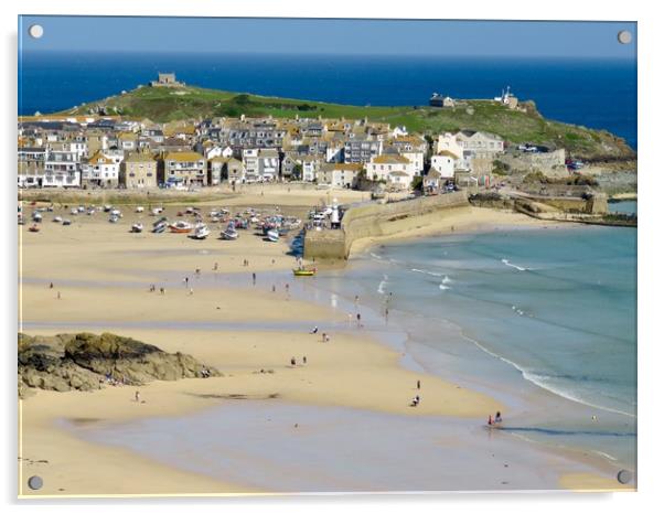 Serene St Ives Harbour Acrylic by Beryl Curran