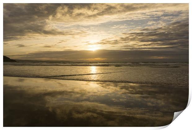 Beautiful sunset clouds at Westward Ho! in Devon   Print by Tony Twyman