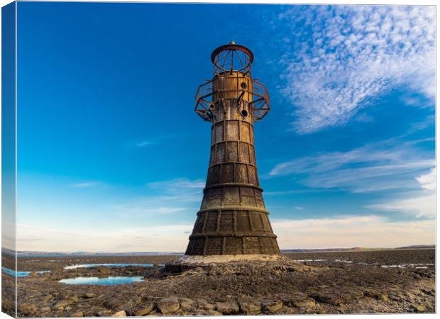 Whiteford Lighthouse at Whiteford Sands, Wales. Canvas Print by Colin Allen