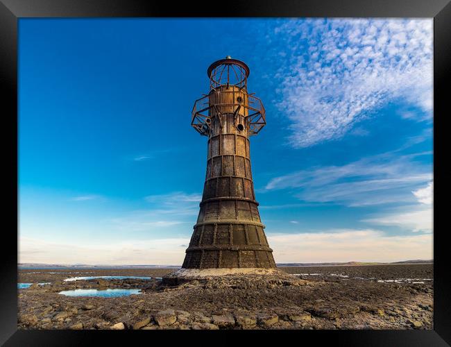 Whiteford Lighthouse at Whiteford Sands, Wales. Framed Print by Colin Allen