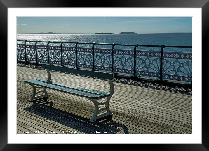 Bench on Penarth Pier South Wales Framed Mounted Print by Nick Jenkins