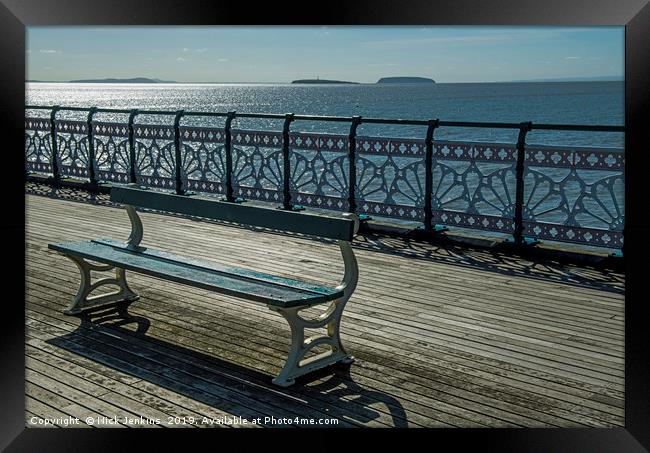 Bench on Penarth Pier South Wales Framed Print by Nick Jenkins