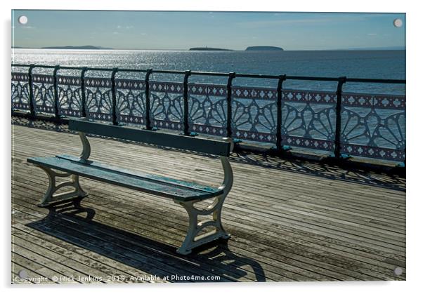 Bench on Penarth Pier South Wales Acrylic by Nick Jenkins