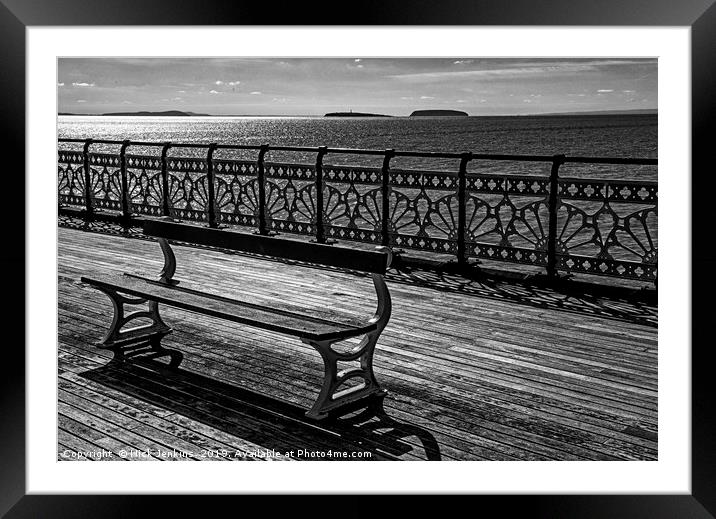 Bench on Penarth Pier Framed Mounted Print by Nick Jenkins