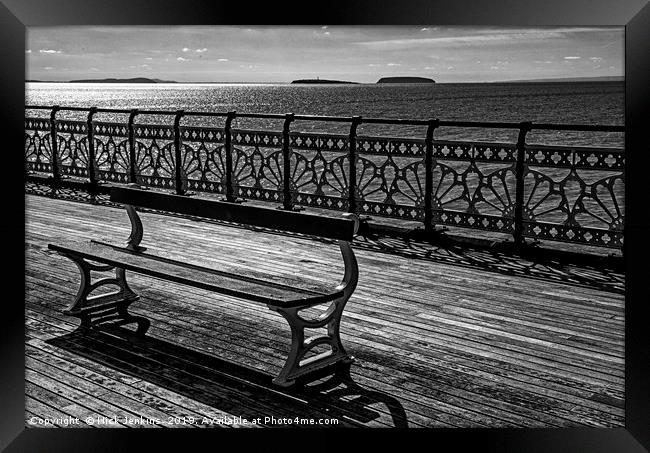 Bench on Penarth Pier Framed Print by Nick Jenkins