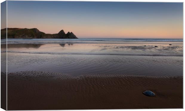 Evening at Three Cliffs Bay on the Gower peninsula Canvas Print by Leighton Collins
