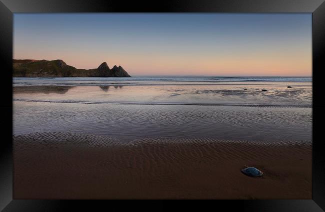 Evening at Three Cliffs Bay on the Gower peninsula Framed Print by Leighton Collins