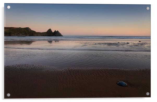 Evening at Three Cliffs Bay on the Gower peninsula Acrylic by Leighton Collins