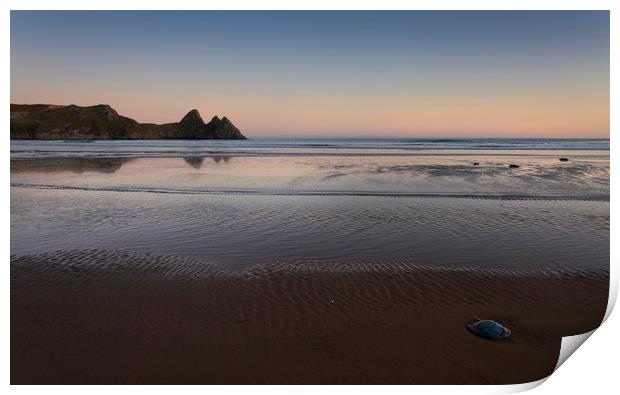 Evening at Three Cliffs Bay on the Gower peninsula Print by Leighton Collins