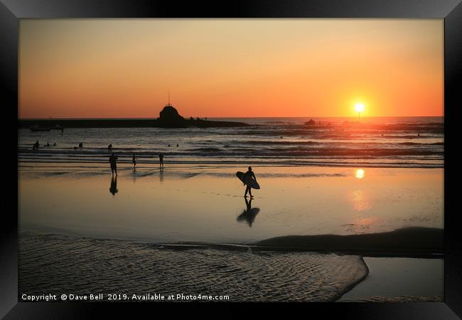 Sunset Surfer Dude Framed Print by Dave Bell