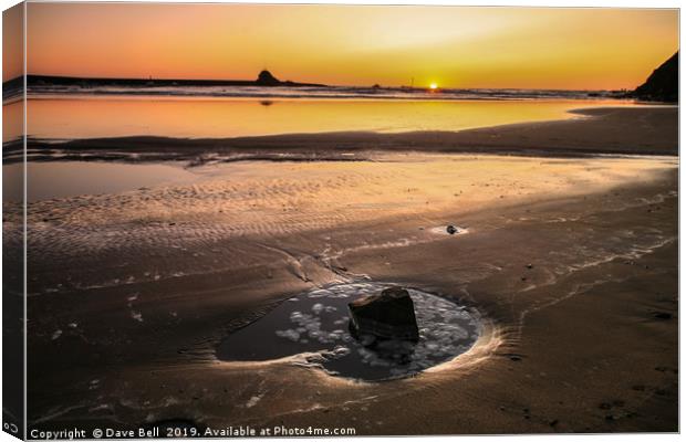Evening Light at Sunset On Bude Beach Canvas Print by Dave Bell