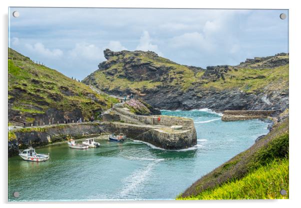 Boscastle harbour Acrylic by Andrew Michael