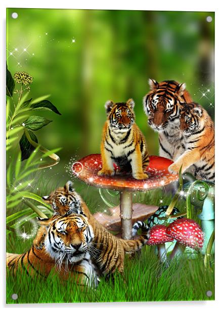 Tigers, Toadstools and Picnics - Oh My! Acrylic by Julie Hoddinott