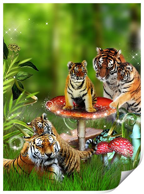Tigers, Toadstools and Picnics - Oh My! Print by Julie Hoddinott