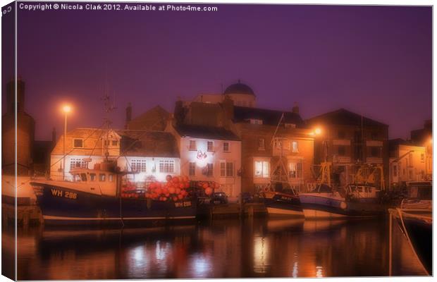 Weymouth Harbour at Night Canvas Print by Nicola Clark