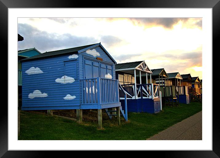 Cloudy Beach Hut in Sunset Framed Mounted Print by Dawn O'Connor