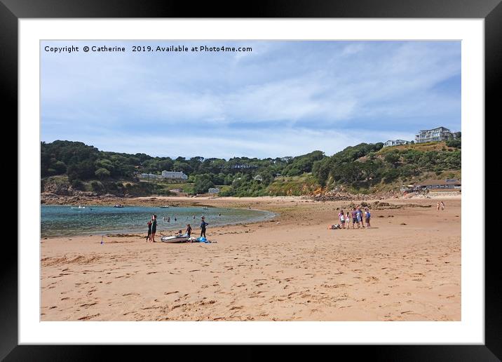 Portelet Bay, Jersey 21 July 2019: Holiday makers  Framed Mounted Print by Rocklights 
