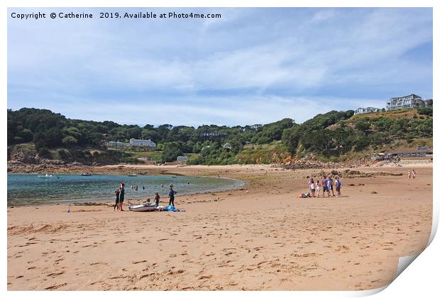 Portelet Bay, Jersey 21 July 2019: Holiday makers  Print by Rocklights 