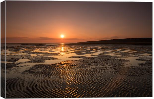 Somerset sunset at Sandbay Canvas Print by Tony Twyman