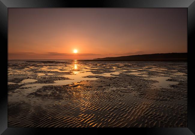 Somerset sunset at Sandbay Framed Print by Tony Twyman