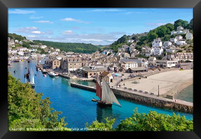 Luggers head down the River Looe for the Regatta Framed Print by Rosie Spooner