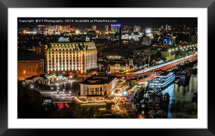 Kiev by Night Framed Mounted Print by K7 Photography