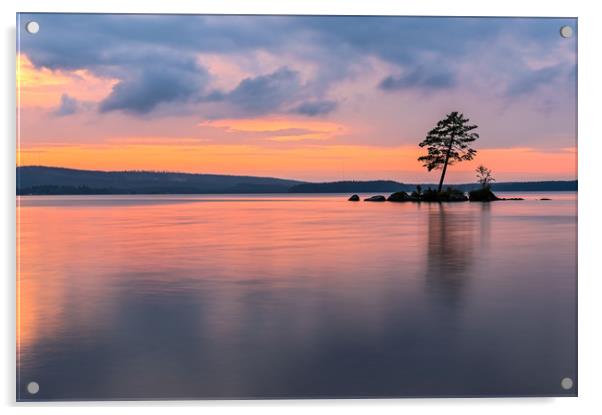 sunset over lake Acrylic by Jonas Rönnbro