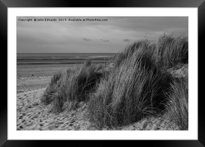 Marram Grass on The Wash Framed Mounted Print by John Edwards