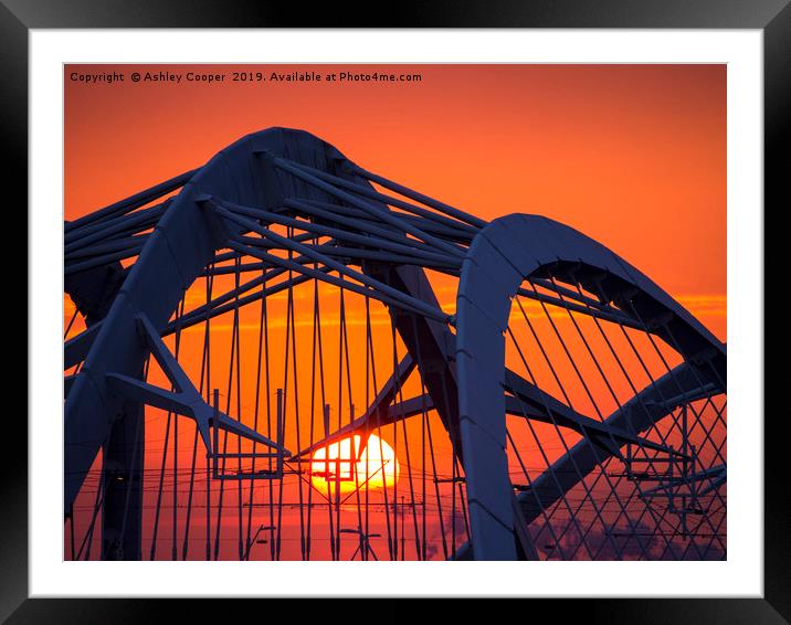 Sunset bridge. Framed Mounted Print by Ashley Cooper