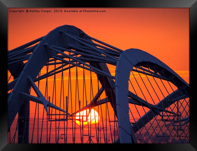 Sunset bridge. Framed Print by Ashley Cooper