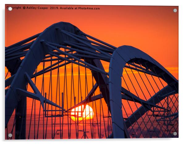 Sunset bridge. Acrylic by Ashley Cooper