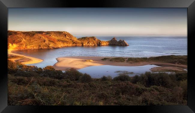 High tide at Three Cliffs Bay  Framed Print by Leighton Collins