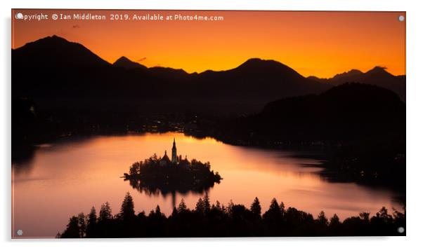 Lake Bled from Ojstrica at sunrise Acrylic by Ian Middleton
