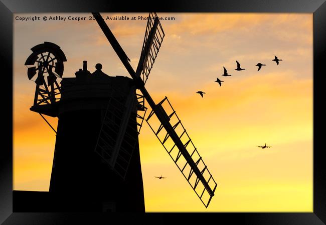 Windmill fly past. Framed Print by Ashley Cooper