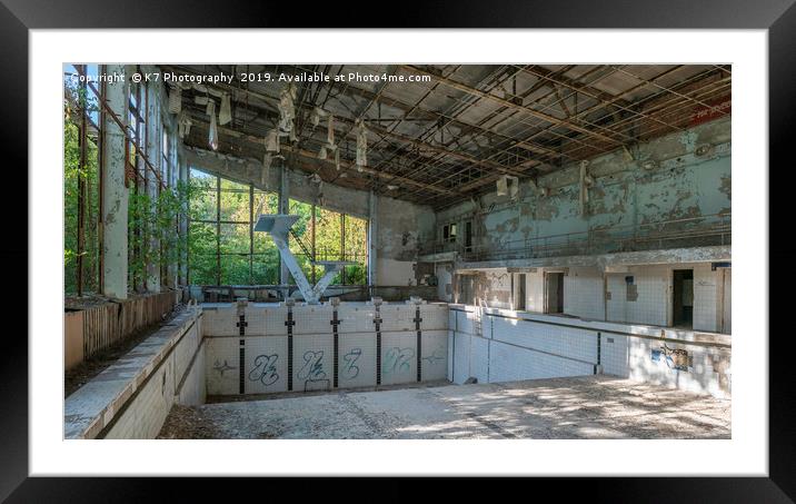 The Abandoned City of Prypiat. Azure Swimming Pool Framed Mounted Print by K7 Photography