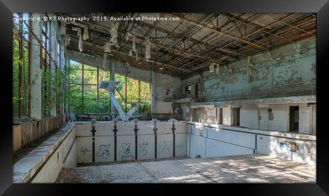 The Abandoned City of Prypiat. Azure Swimming Pool Framed Print by K7 Photography