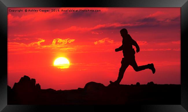 Sunset runner. Framed Print by Ashley Cooper
